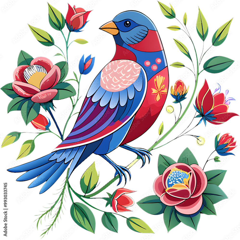 Naklejka premium Decorative Painted Bunting Clipart for Craft Projects.