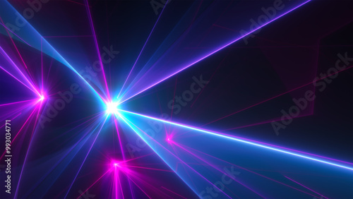 Laser lights neon abstract fractal art background.