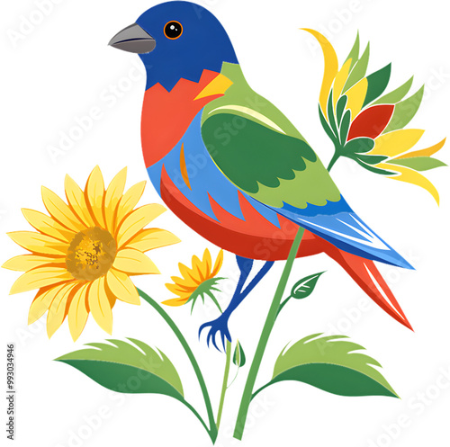 Colorful Painted Bunting Art for Your Projects.  photo