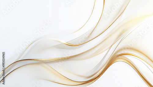 Wallpaper Mural abstract background with golden wave lines on white backdrop, creating sense of fluidity and sophistication. Perfect for design projects and artistic presentations Torontodigital.ca