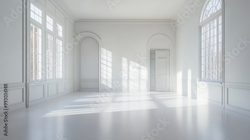 White Room with Sunbeams and Windows, Interior Design, Minimalism , interior design , minimalism