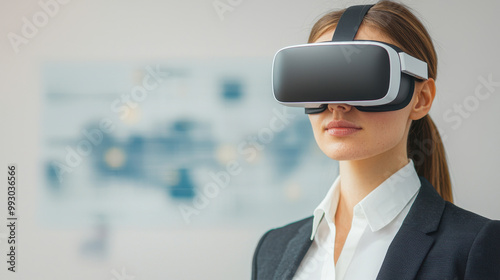 Woman using virtual reality headset