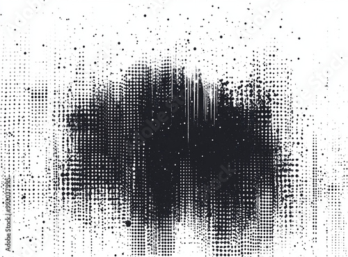 Black and white pixelated grunge texture background with dynamic pattern of dots and lines, creating visually striking and abstract design. Perfect for artistic projects