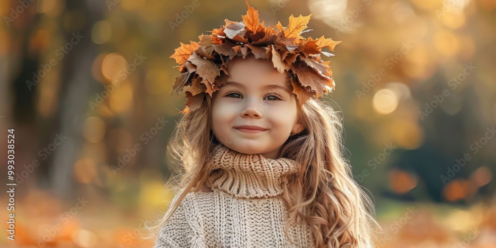 A young girl wearing a leafy headband A young girl wearing a leafy headband