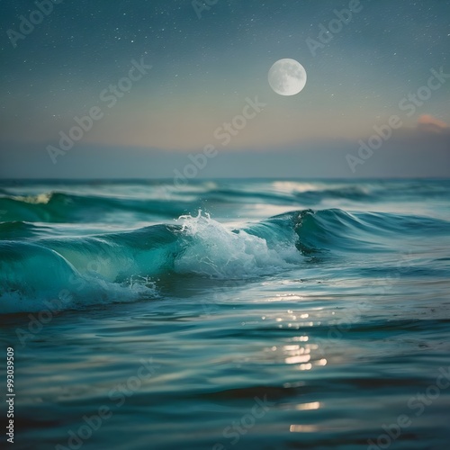 full moon over sea