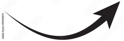 Straight and curved long arrow vector icon 