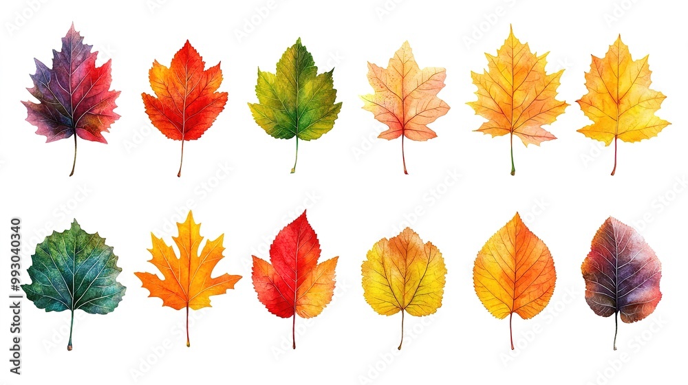 Obraz premium Illustrations of the beautiful maple leaves falling from the trees,generated with AI.