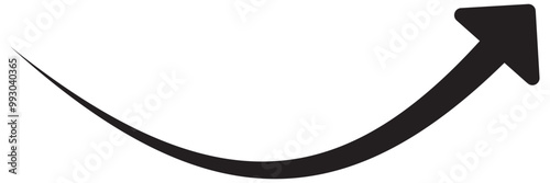 Straight and curved long arrow vector icon 