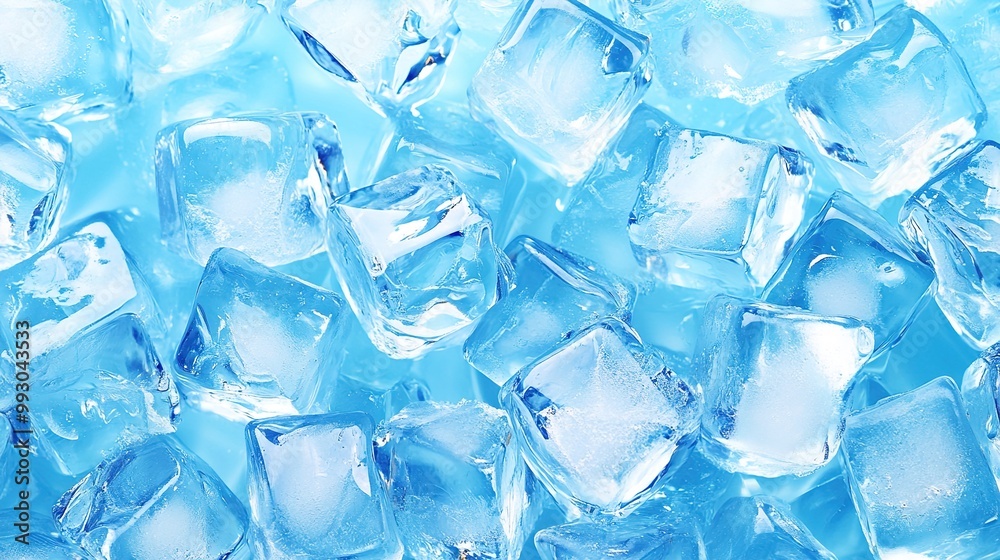 Clear and refreshing ice cubes displayed against a clean background, showcasing their crystalline structure and cool translucence. Clear and refreshing ice cubes displayed against a clean background, showcasing their crystalline structure and cool translucence.