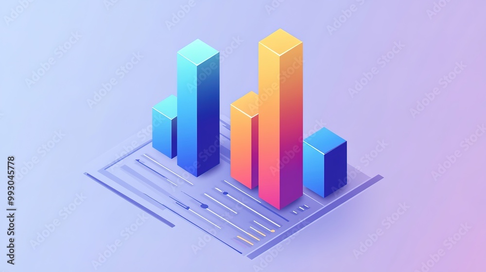 Stylish isometric bar chart icon design, representing data visualization with a modern twist. Stylish isometric bar chart icon design, representing data visualization with a modern twist.
