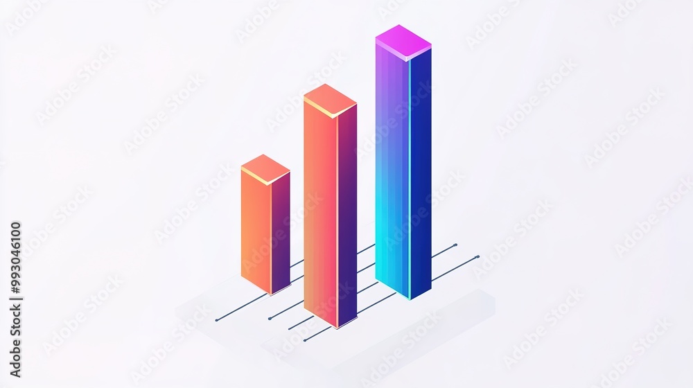 Stylish isometric bar chart icon design, representing data visualization with a modern twist. Stylish isometric bar chart icon design, representing data visualization with a modern twist.