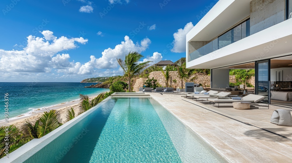 Beachside modern villa with an infinity pool and unobstructed views of a pristine, sandy beach