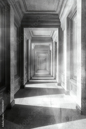 Endless Hallway with Doors Leading to Nowhere
