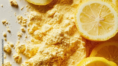 Dried Lemon Peel Powder on White Surface