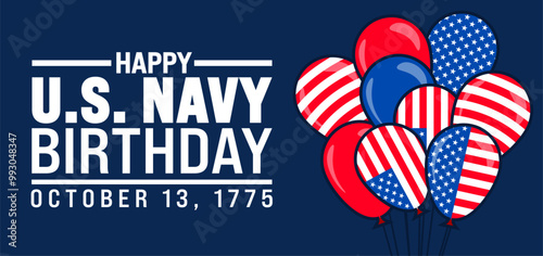 Happy U.S. Navy Birthday background or banner design template is observed every year in October. Holiday concept. Template for card, poster, placard, template. eps 10