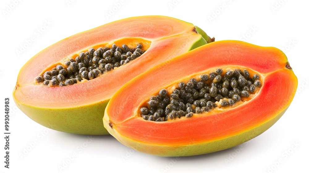 Papaya fruit isolated on white background --ar 16:9 --v 6.1 Job ID: 4db2b873-7b64-424f-906d-40e4dfdb76bd