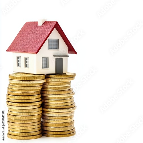 House Model on Stack of Gold Coins