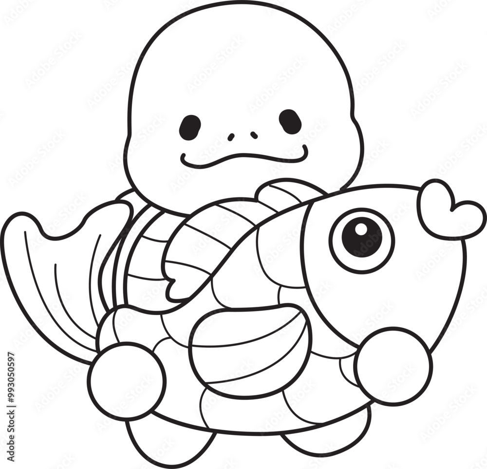 Obraz premium Free printable cute turtle for kindergarten. Preschool outline printable education turtle animal.