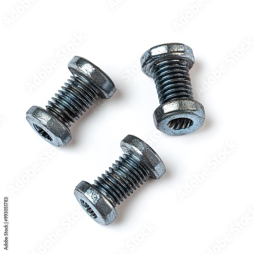 macro screw heads isolated on white background 