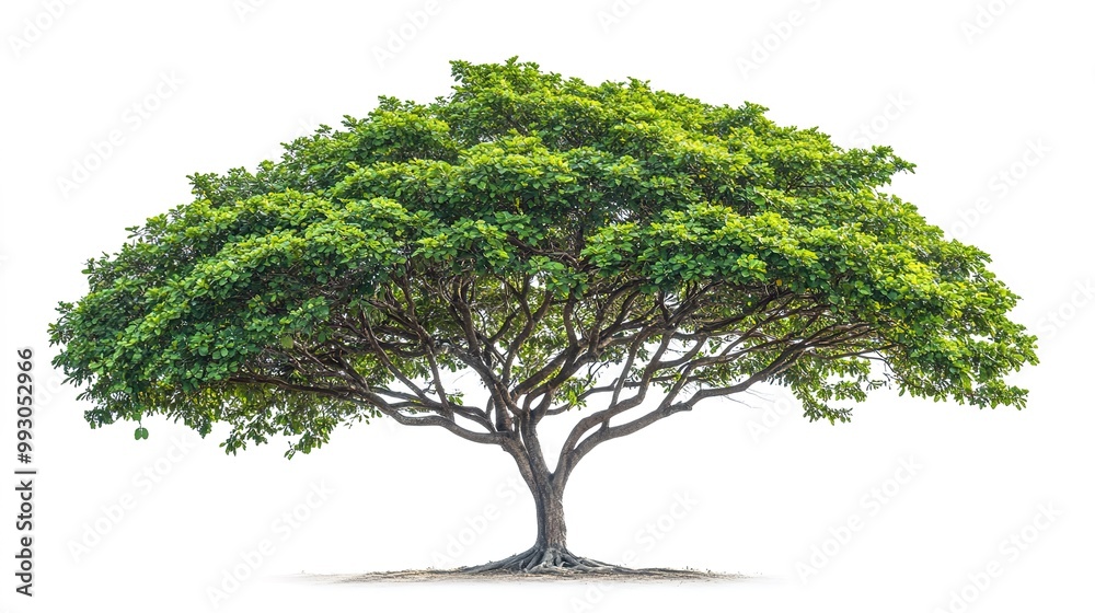 Obraz premium Isolate green,pink , tree on white background ,Big tropical tree isolated on a white background 