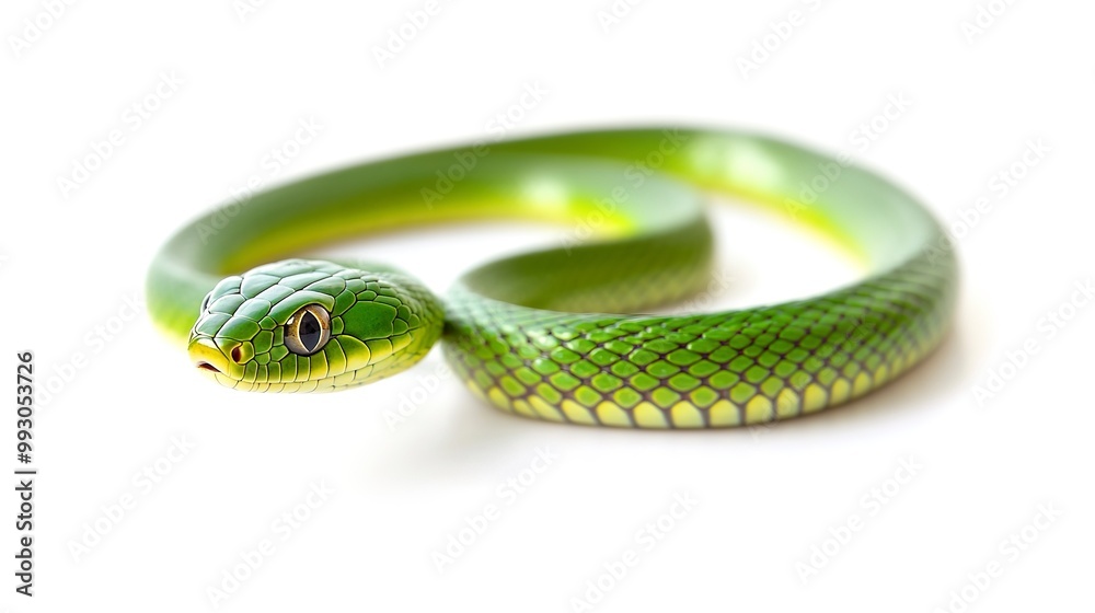 Obraz premium Green snake isolated on white background 