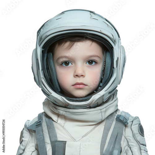 Child in astronaut suit, white isolate background transparent background