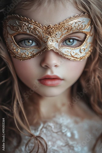 Cute girl with carnival mask