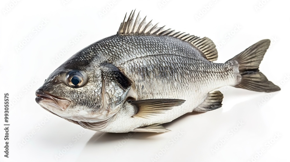 Fototapeta premium Fresh black bream fish isolated on white background 