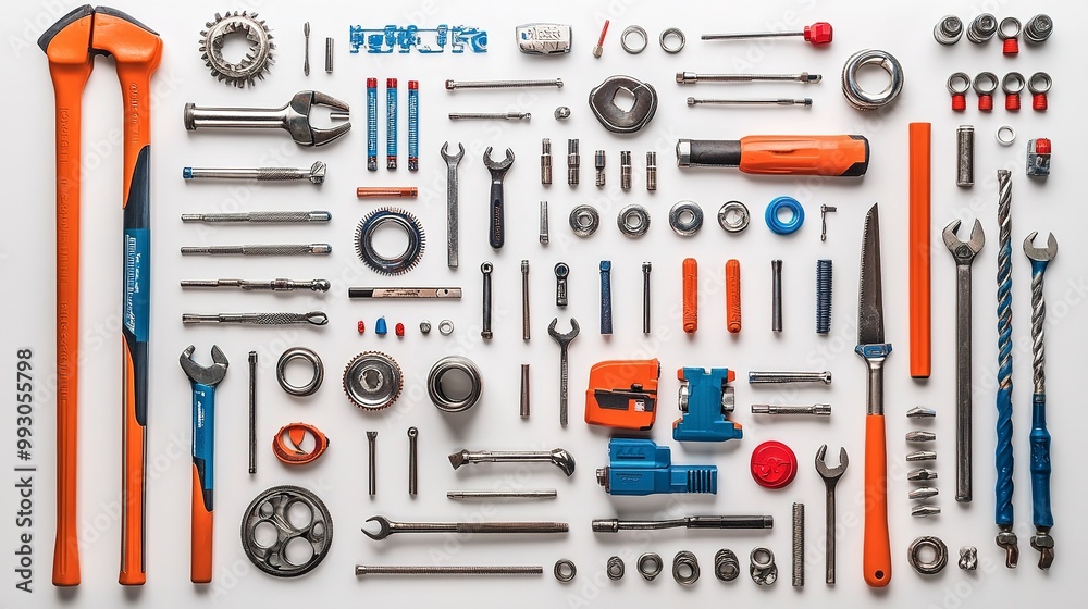 Free photo flat lay of various technician tools isolated on white background Free photo flat lay of various technician tools isolated on white background