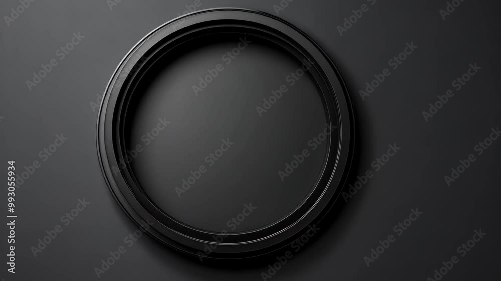 A black circular frame sits on a dark gray background A black circular frame sits on a dark gray background