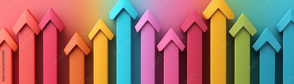Colorful arrows pointing upwards, representing growth, progress, and success in a vibrant and dynamic design. Colorful arrows pointing upwards, representing growth, progress, and success in a vibrant and dynamic design.