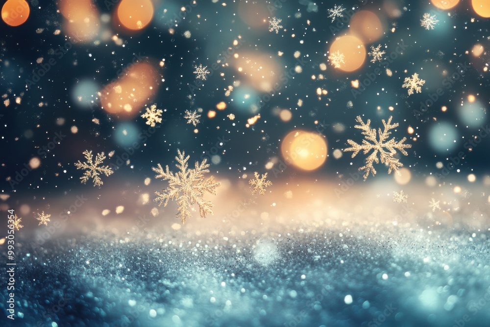 Naklejka premium Shimmering flakes and tiny specks floating in a softly illuminated setting