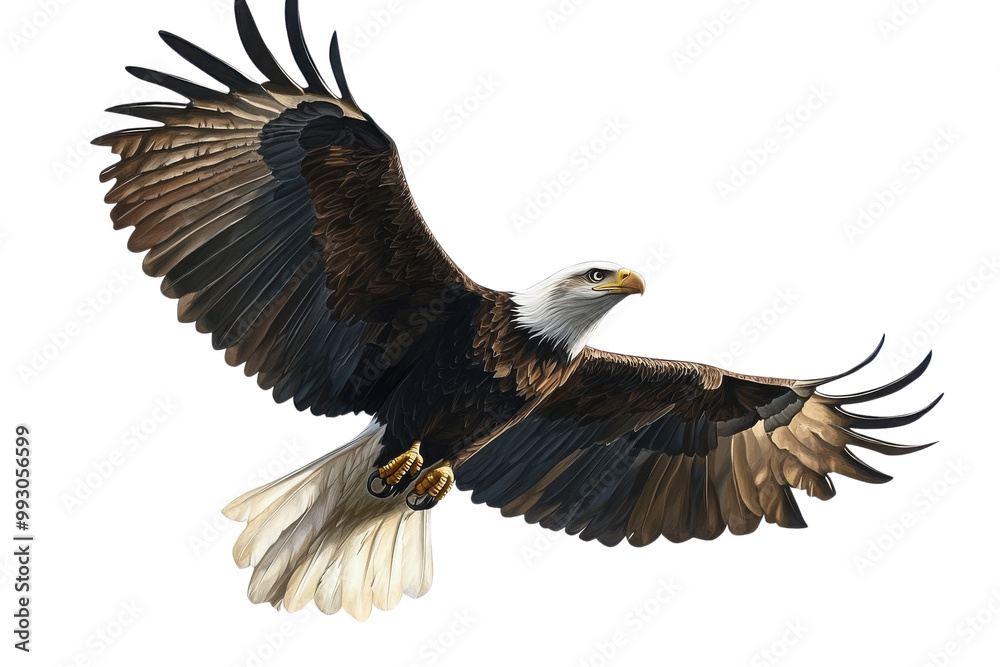 Obraz premium Eagle in flight with outstretched wings. transparent background