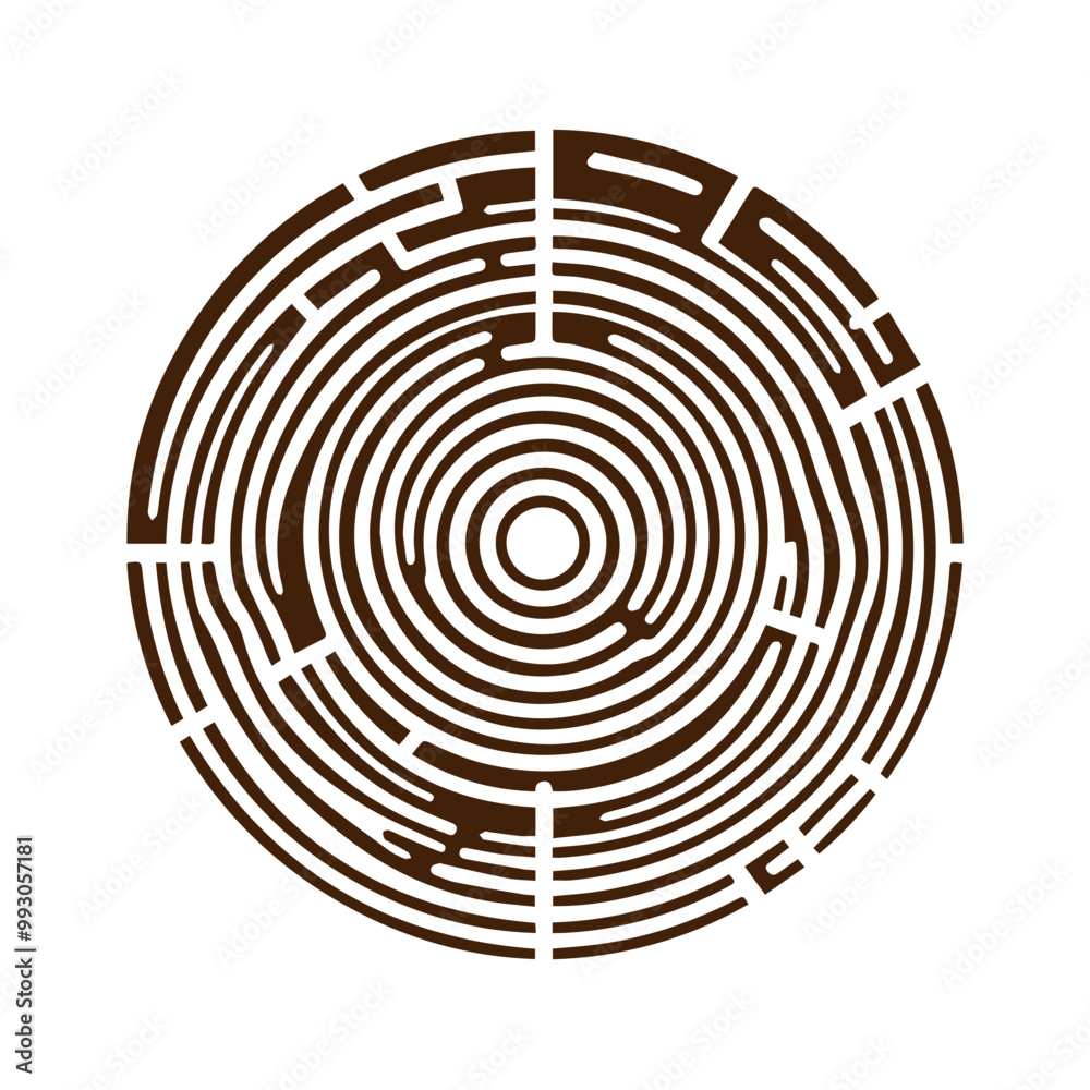 Fototapeta premium Hand drawn tree ring wood circle vector flat design