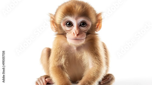 Cute monkey isolated on white background. 