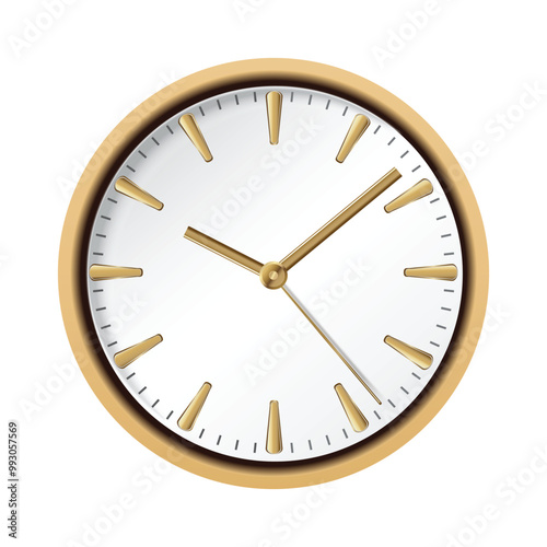 Mechanical watch in classic design. Realistic wall watch, luxury fashion object on white background. Elegant business chronograph
