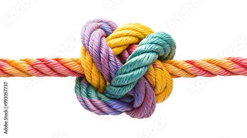 colorful rope knot isolated on white background 