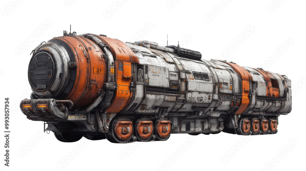 Futuristic transport vehicle, white isolate background transparent background