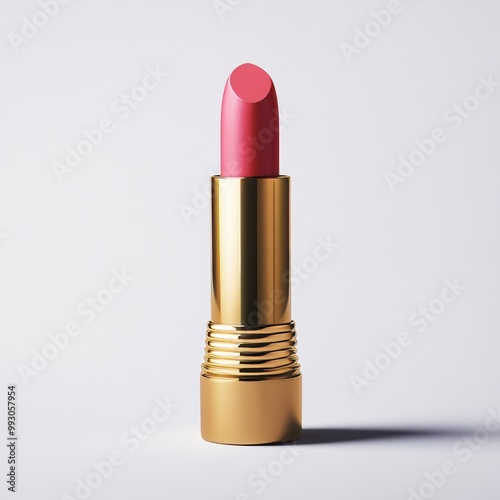 The sleek golden casing of this bright pink lipstick is the perfect way to add a pop of color to your makeup routine.