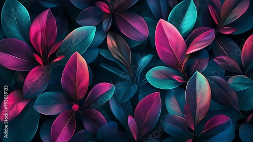 Vibrant Green Foliage Closeup with Textured Leaves in Natural Light and Detailed Vein-generative ai