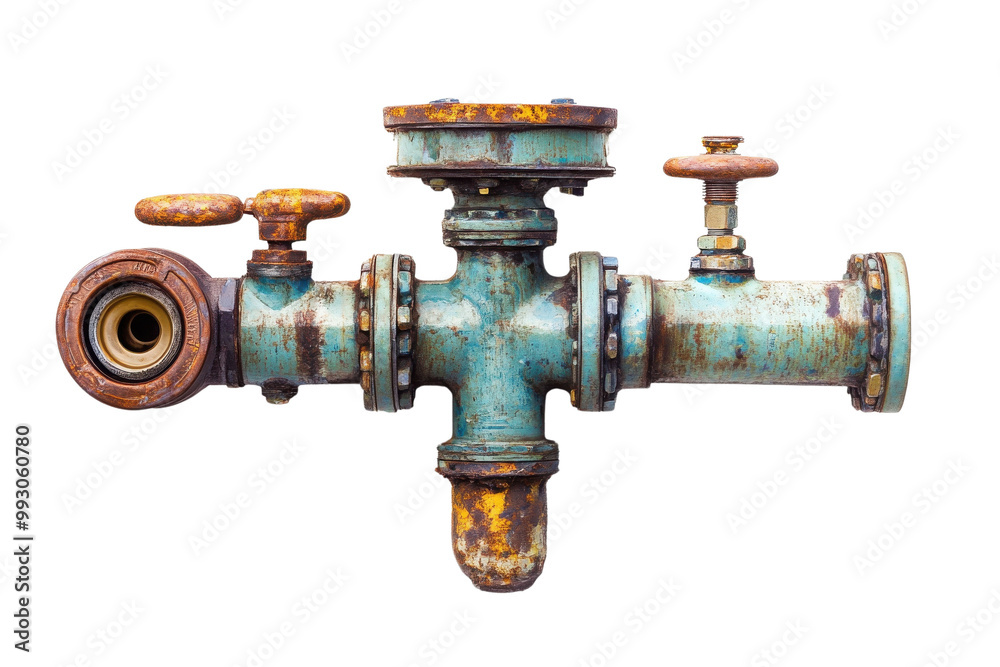 Rusty valve, white isolate background transparent background Rusty valve, white isolate background transparent background