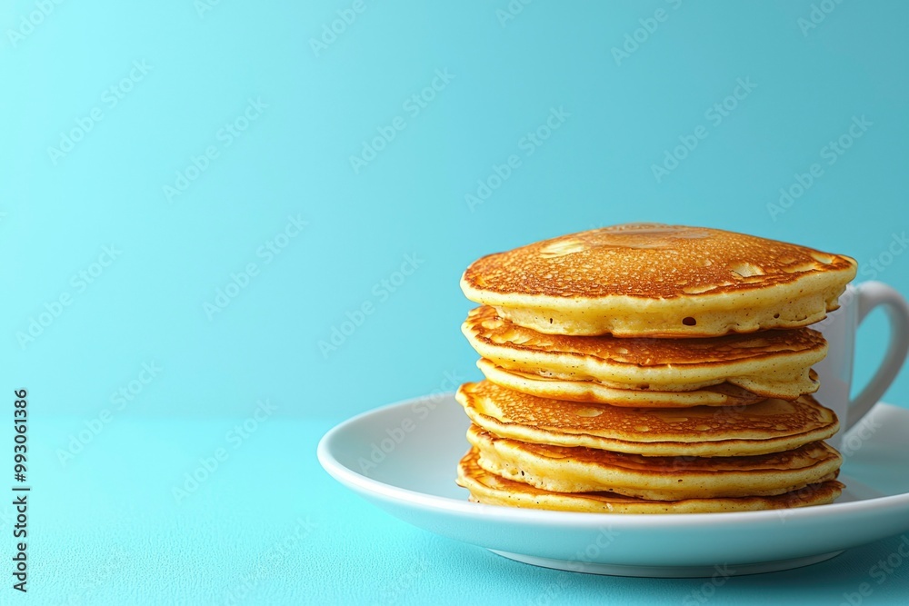 A Stack of Golden Brown Pancakes on a White Plate A Stack of Golden Brown Pancakes on a White Plate