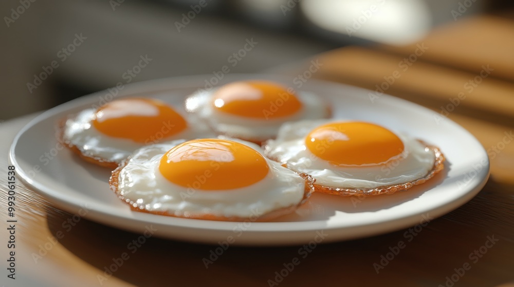 Fried Sunny Side Up Eggs on a Plate Fried Sunny Side Up Eggs on a Plate