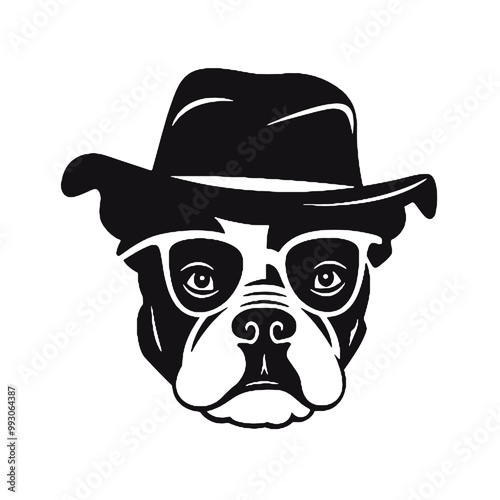 Image the portrait of a bulldog in the glasses. Vector illustration