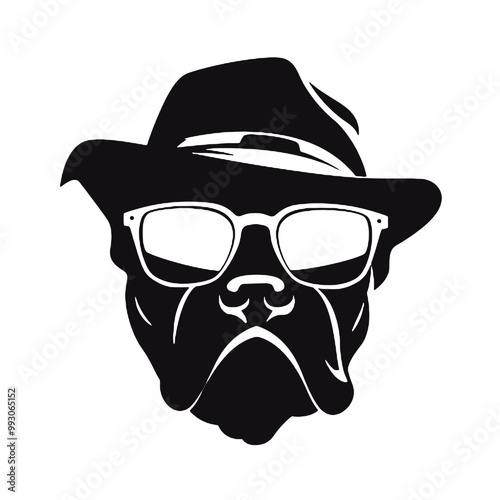 Image the portrait of a bulldog in the glasses. Vector illustration