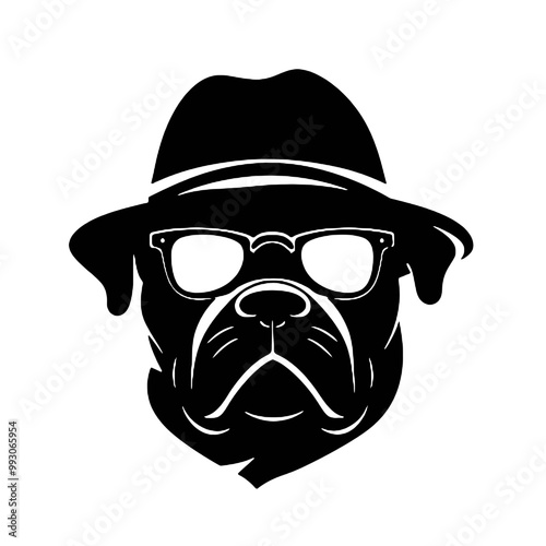 Image the portrait of a bulldog in the glasses. Vector illustration