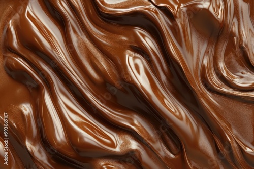 Melted chocolate texture with glossy, rich swirls and smooth, silky surfaces