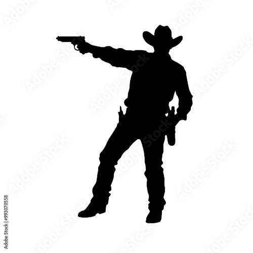 Silhouette Cowboy in Gun Fight 