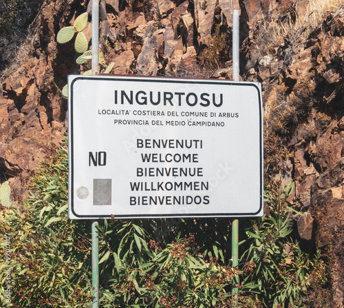 Ingurtosu entrance sign photo