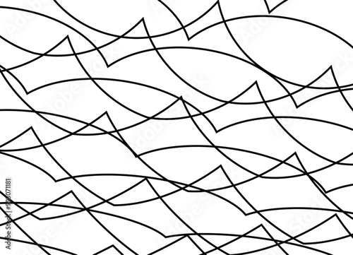 Abstract vector background. Waves of thin black lines on a white background. Modern pattern. Sea, water.
